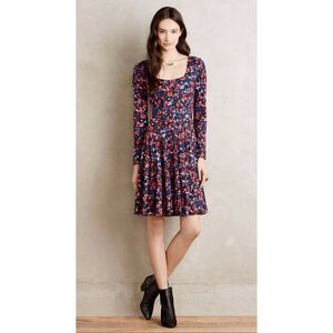 Anthropologie HD in Paris Size XS Saraid Dress Floral Fit Flare Skater Scoop